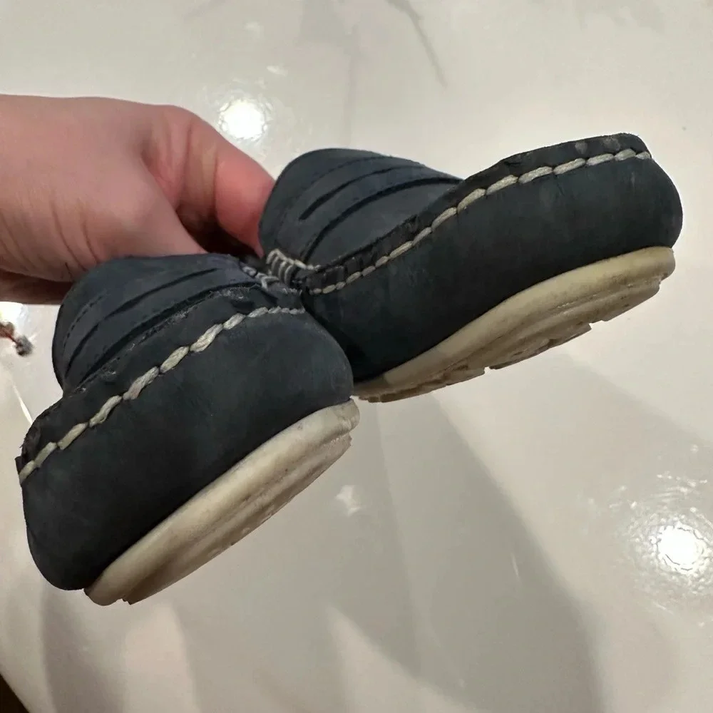 Zara Navy Blue With Cream Stitching Loafers